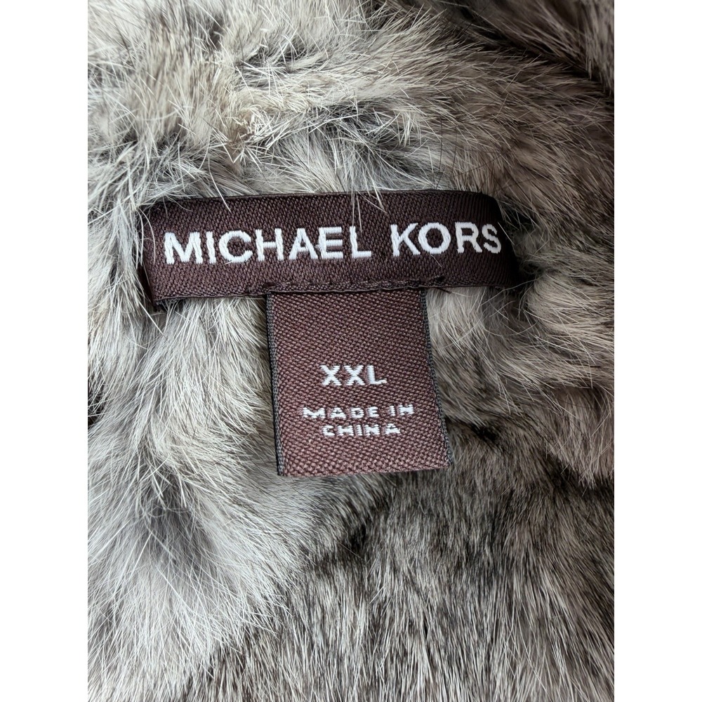 Michael Kors Wool Cashmere Rabbit Fur Lined Hooded Zip Jacket Gray XXL Gray - Picture 4 of 10